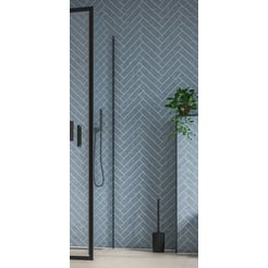 Saniselect Rentra Zijwand 90x200 cm Mat Zwart Helder Glas