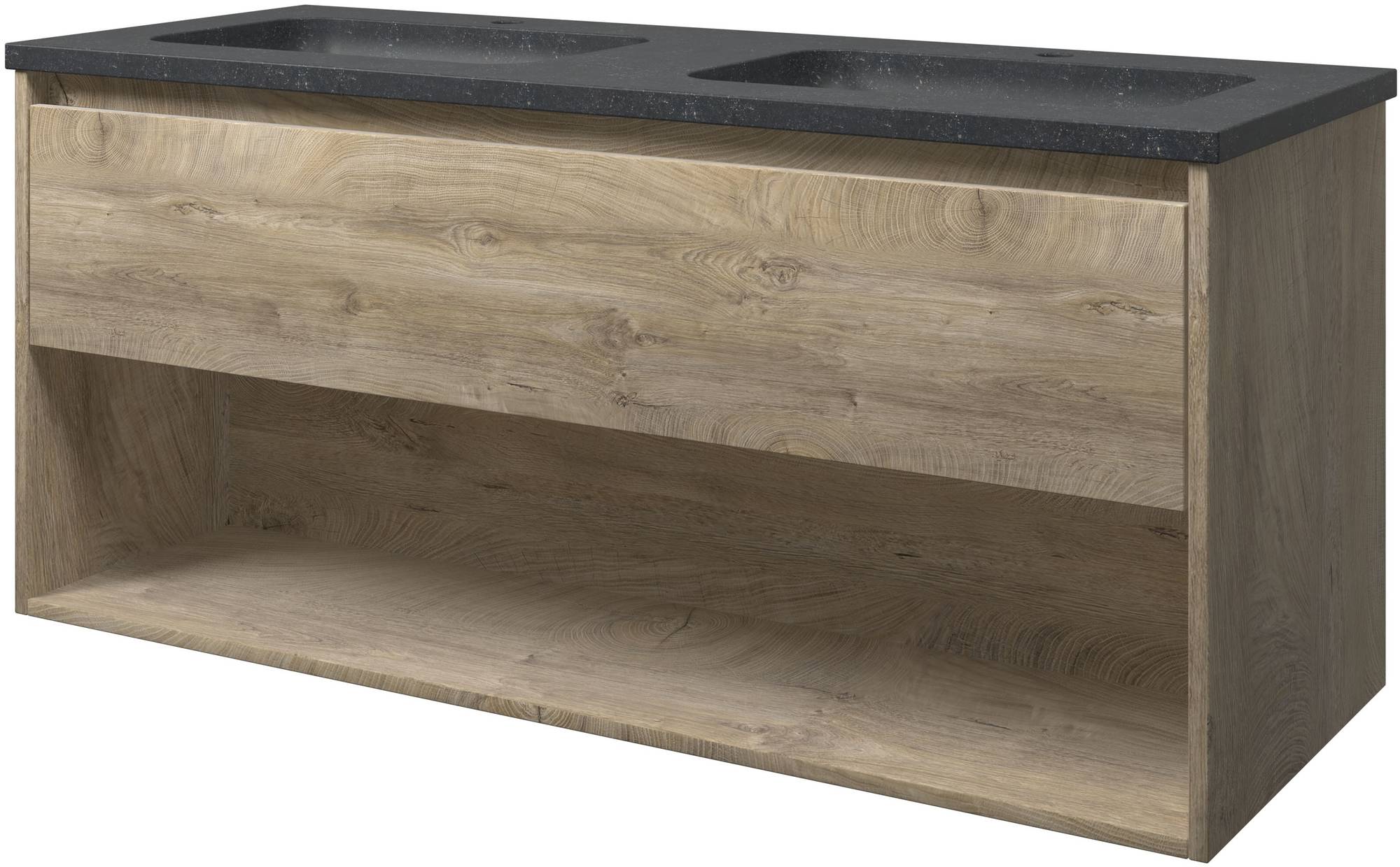 Saniselect Grace Badkamermeubelset 120x46x54,5 cm Raw Oak/Blue stone