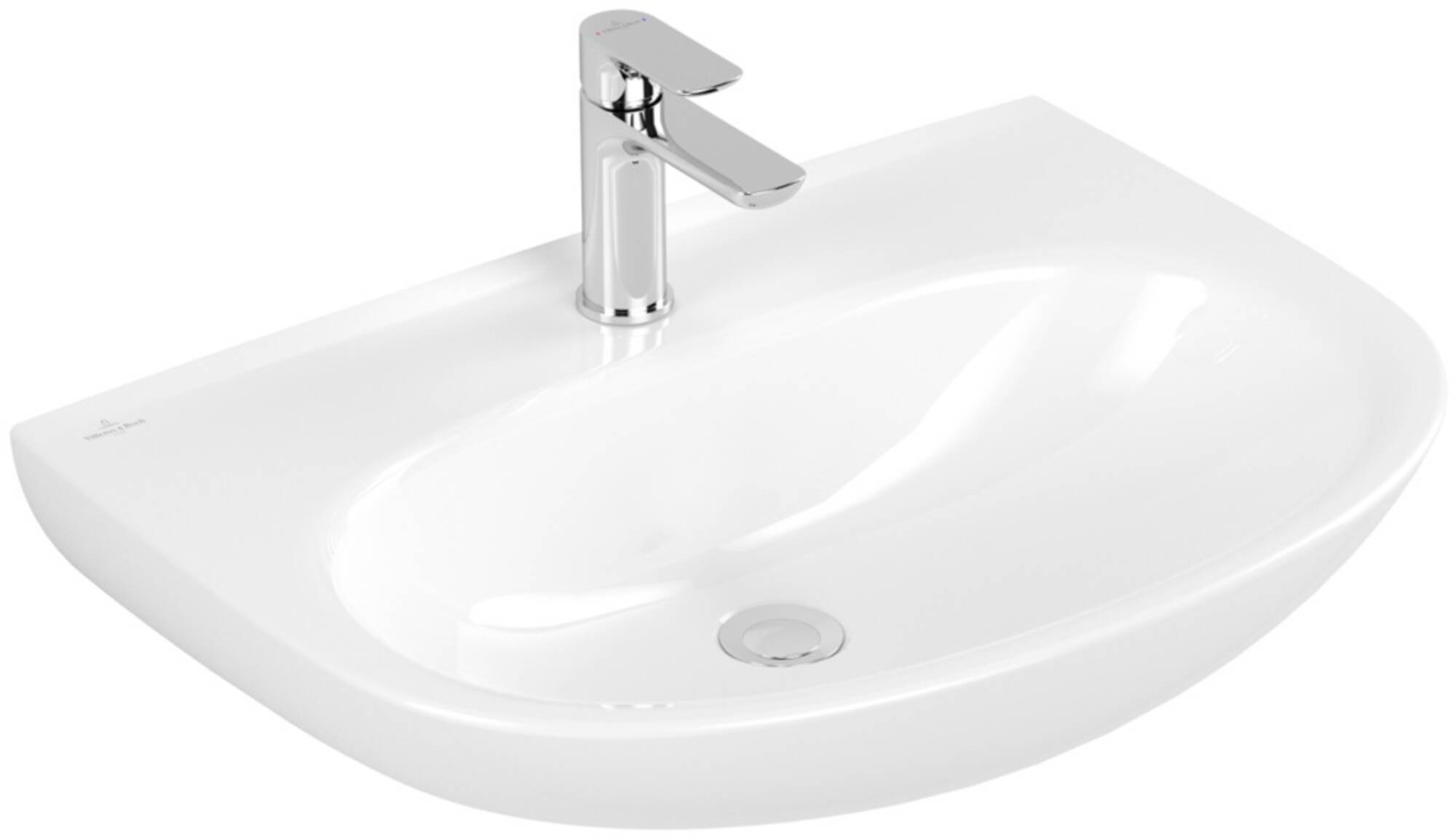 Villeroy & Boch O. Novo Wastafel met kraangat 65x48x13 cm Wit Alpin CeramicPlus