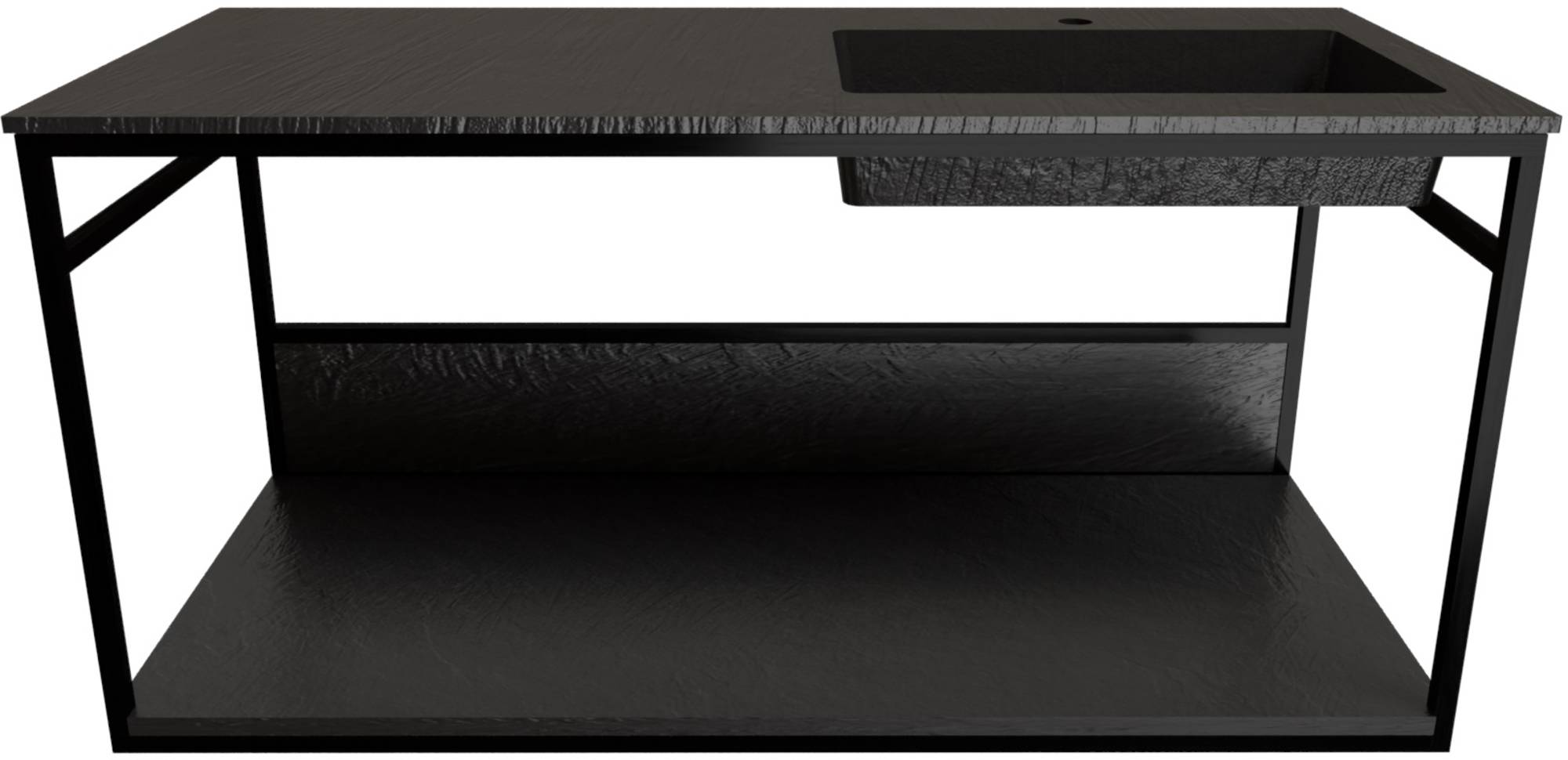 Ben Avira badmeubelset met wastafel rechts en mat zwart wandframe 120,3x46,5 cm Zwart