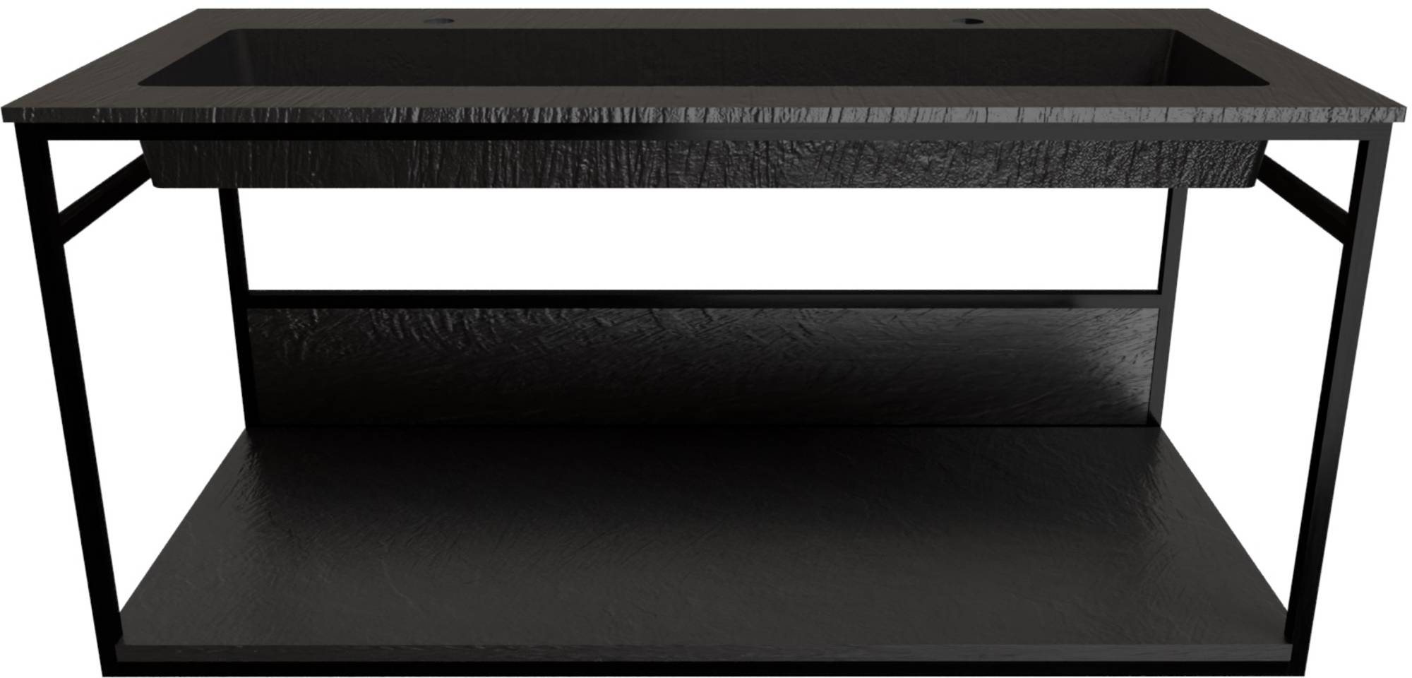 Ben Avira XL badmeubelset met wastafel en mat zwart wandframe 120,3x46,5 cm Zwart