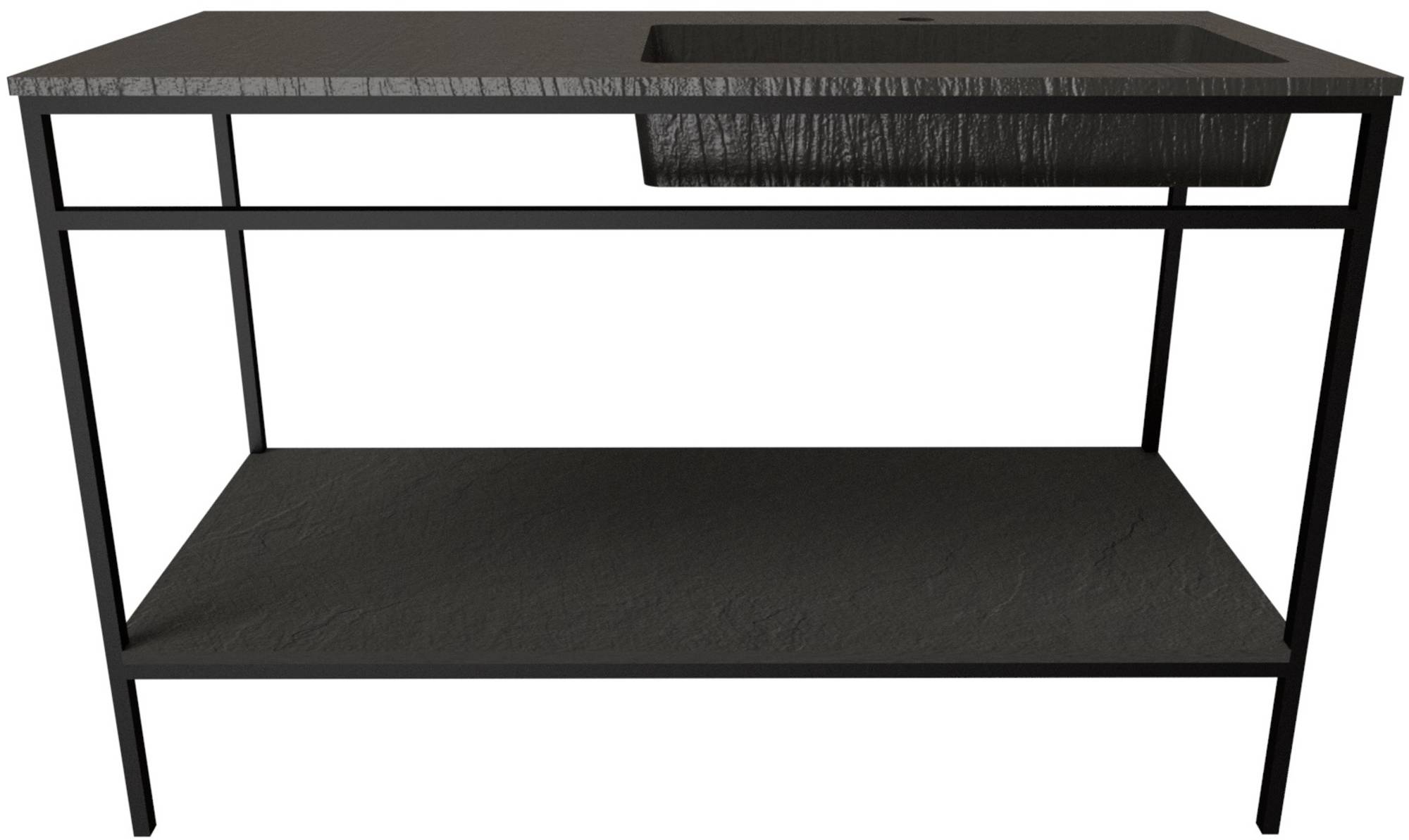 Ben Avira vrijstaand badmeubel met wastafel rechts en mat zwart frame 120x46,5cm Lava