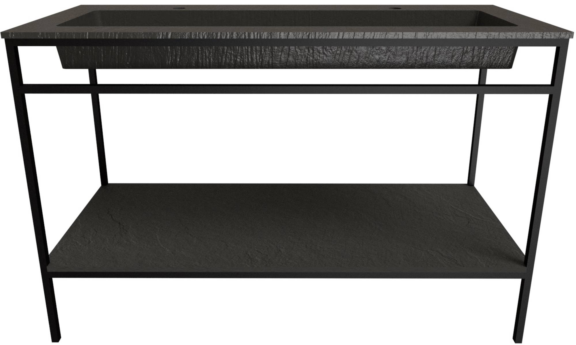 Ben Avira XL vrijstaand badmeubel met wastafel en mat zwart frame 120,3x46,5 cm Lava