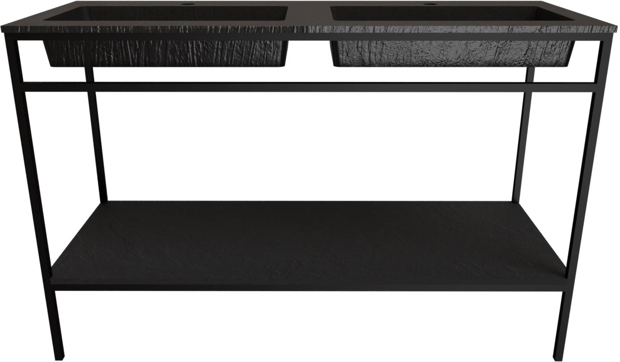 Ben Avira vrijstaand badmeubel 2 wasbakken met mat zwart frame 120,3x46,5 cm Zwart
