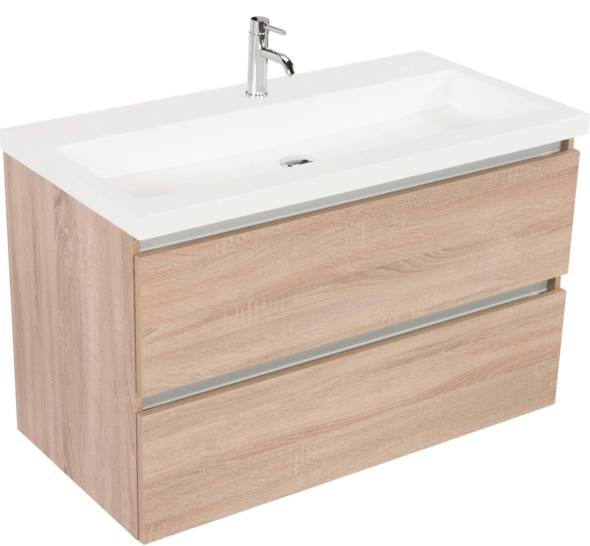 Saniselect Guarda badmeubelset 100x52cm 1 kraangat Bardolino Eiken greeploos