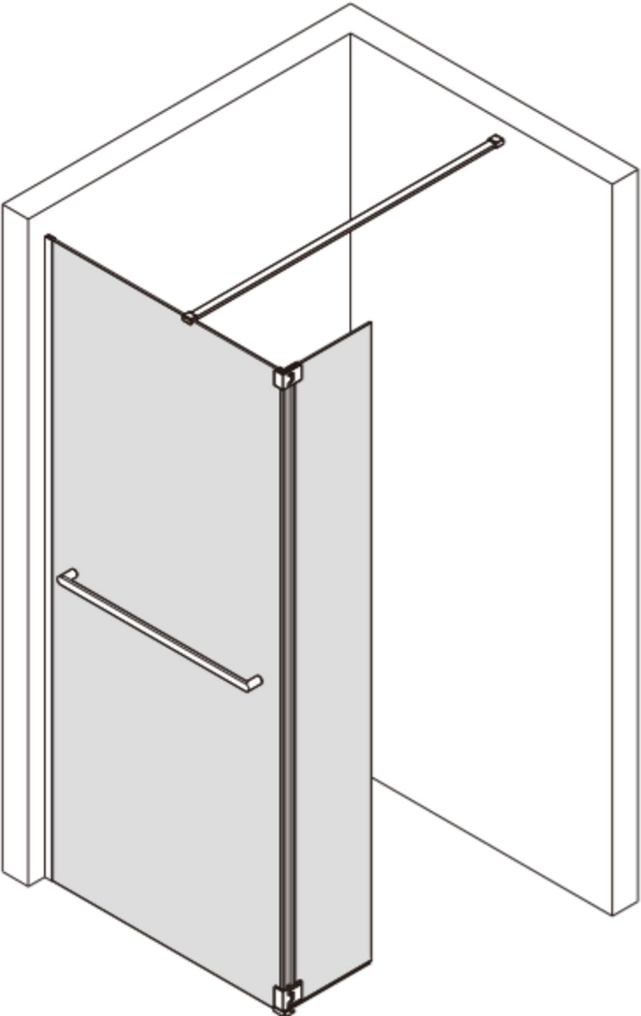 Saniselect Modella Inloopdouche 100x30x210 cm Helder Glas Mat Zwart met Handdoekhouder en Zijwand