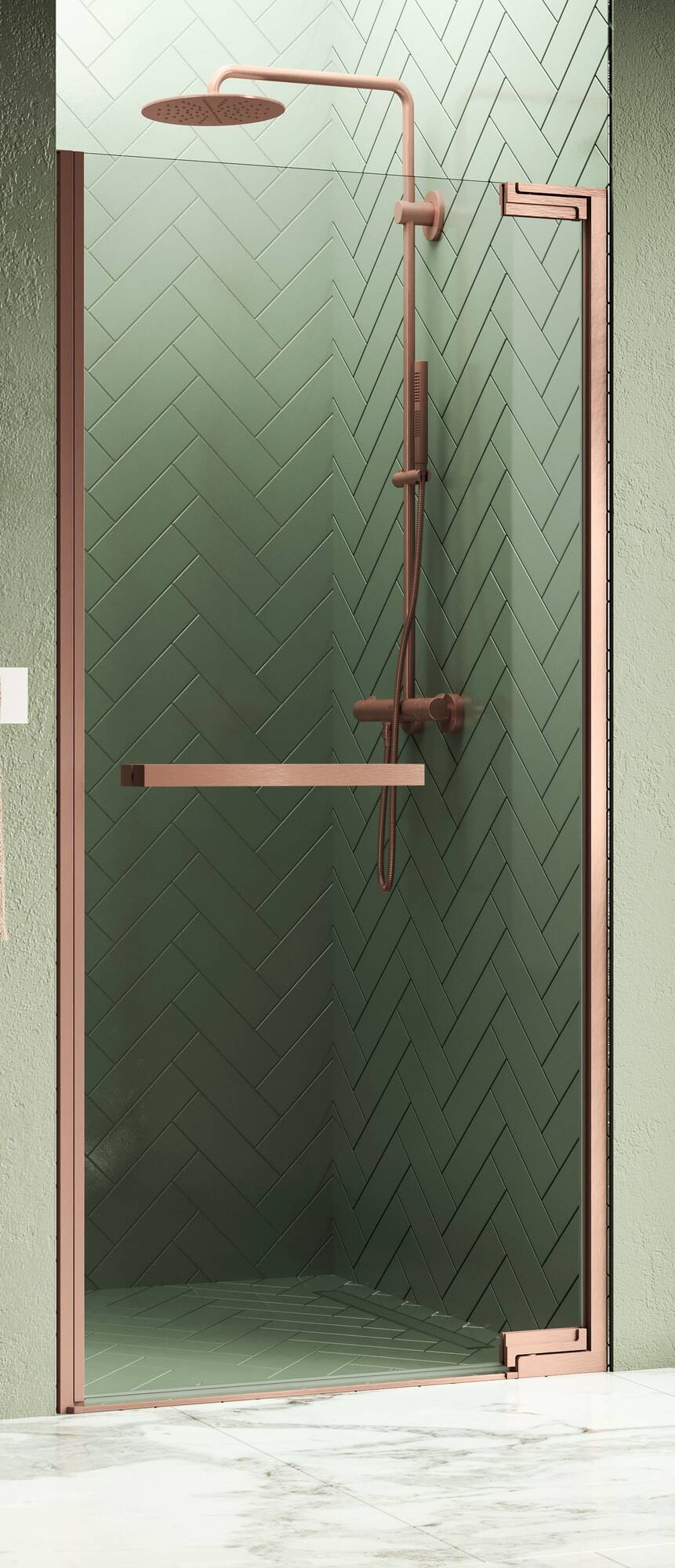 Novellini N180 1B Nisdraaideur 88,5-90x200 cm Brushed Bronze Helder Glas