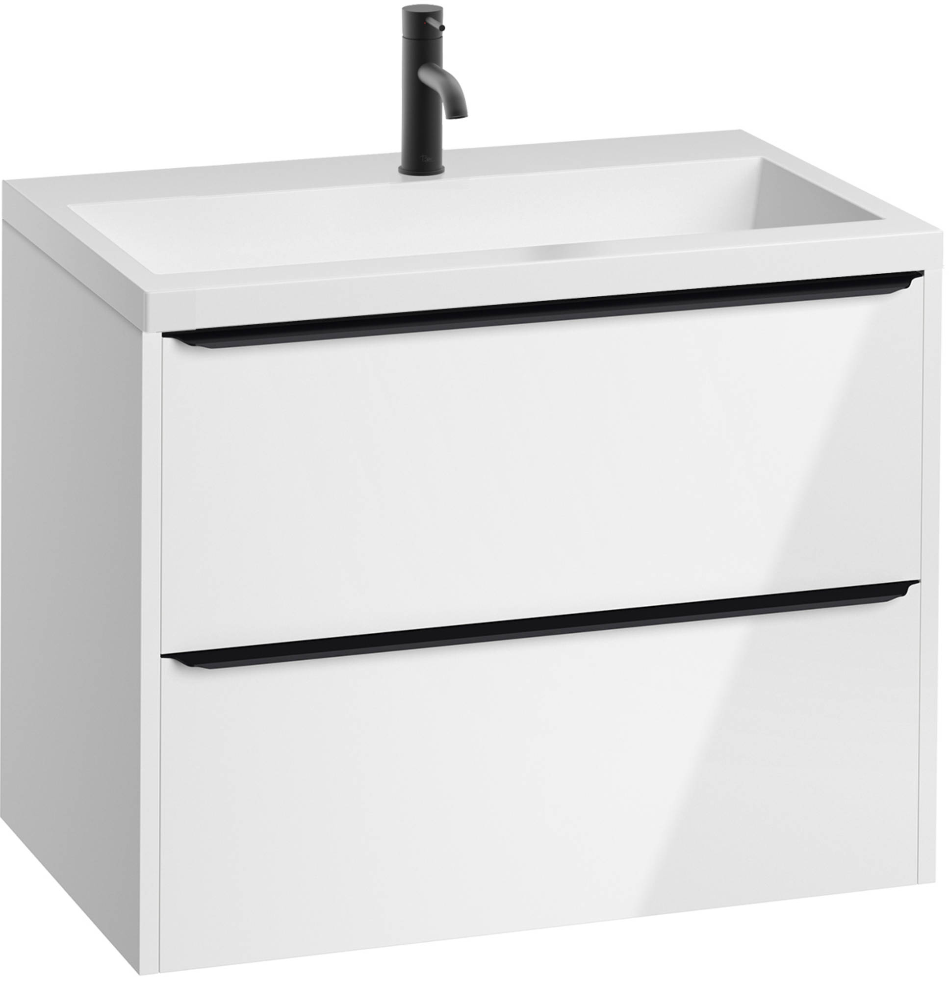 Saniselect Socan Slimline badmeubelset 80x40cm Glans Wit/Zwart