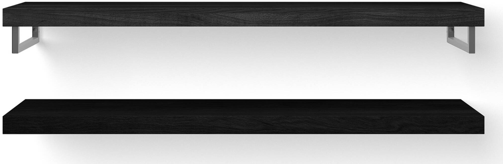 Looox Wooden Base Shelf Duo Wastafelblad 160x46x7 cm Black / RVS