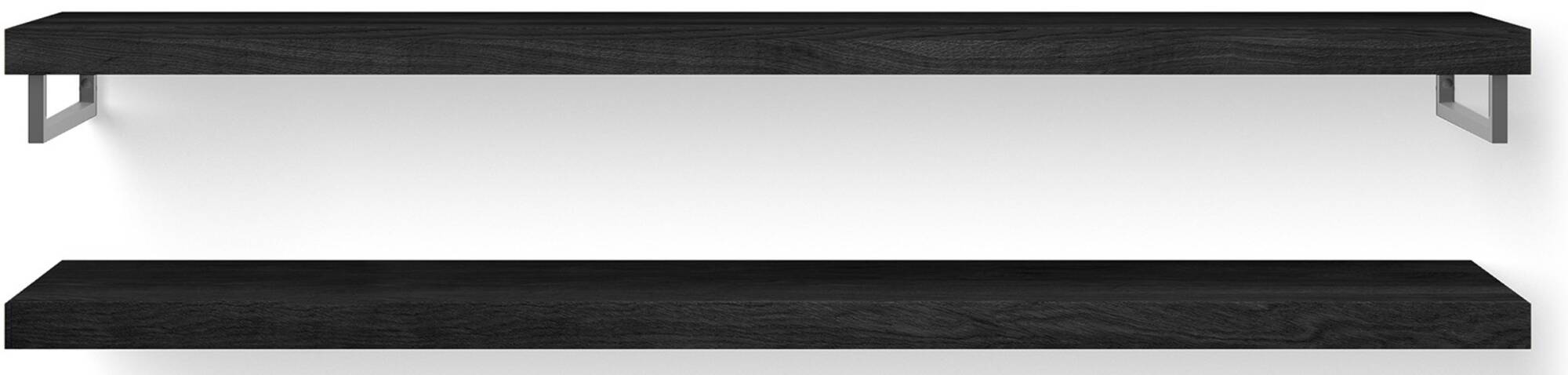 Looox Wooden Base Shelf Duo Wastafelblad 200x46x7 cm Black / RVS