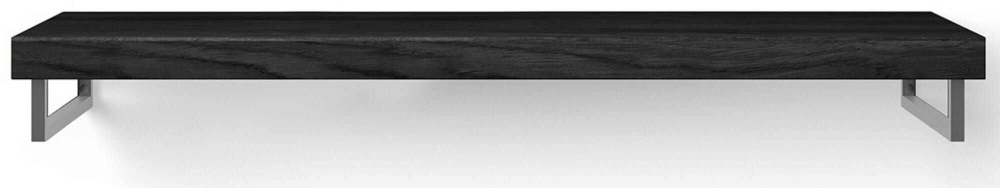 Looox Wooden Base Shelf Solo Wastafelblad 140x46x7 cm Black / RVS