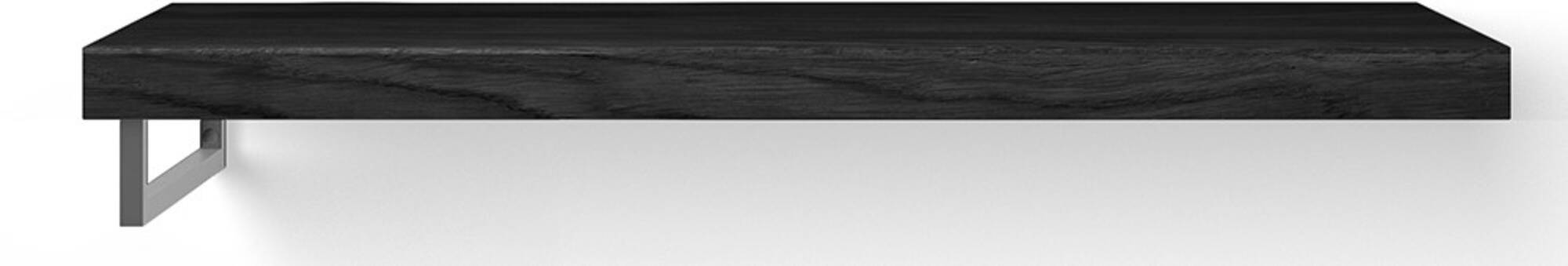 Looox Wooden Base Shelf Solo Wastafelblad 120x46x7 cm Black / RVS