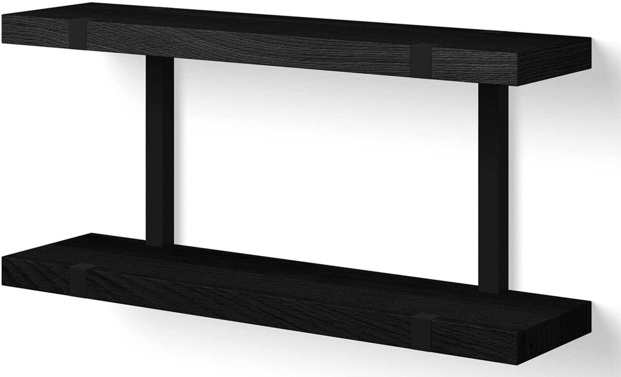 Looox Wooden Wall Shelf Duo Wandplank 60x15x28 cm Black