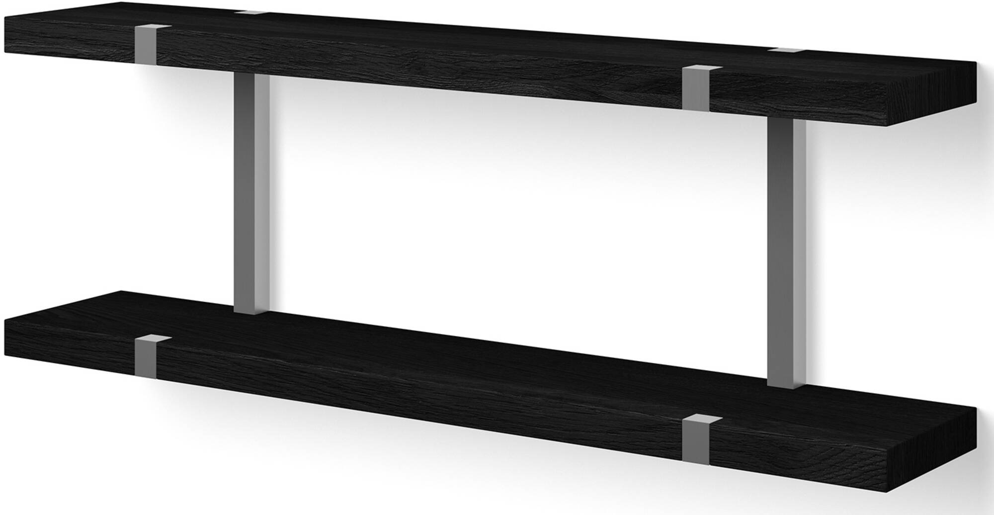 Looox Wooden Wall Shelf Duo Planchet 80x15x28 cm Black / RVS