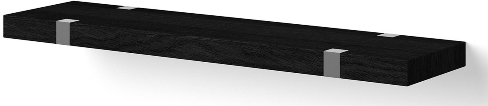 Looox Wooden Wall Shelf Solo Wandplank 60x15x3 cm Black / RVS